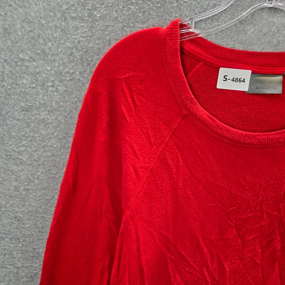 ATHLETA Women Sweatshirt Medium Red Asymmetrical Hem Criss Cross Pullover - Picture 8 of 9